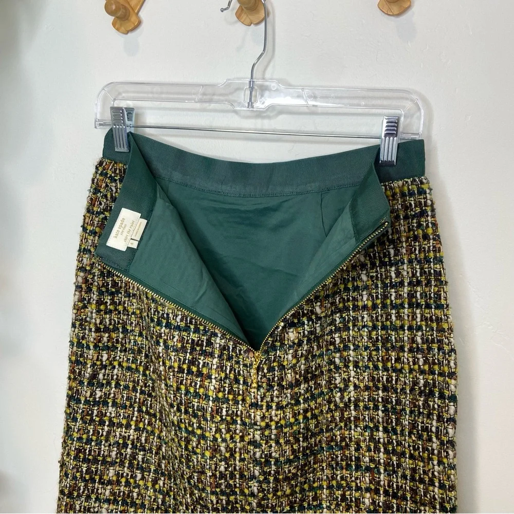 KATE SPADE Kylie Boucle Tweed Skirt in Green